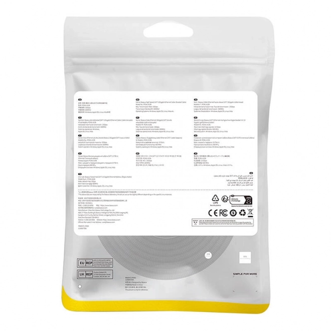 Pleteni ethernetni kabel kat.7 Baseus RJ45, 10 Gbps, 8 m, črn