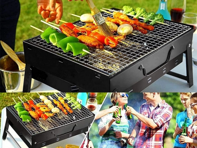 Prenosni zložljivi žar na oglje za kampiranje in BBQ