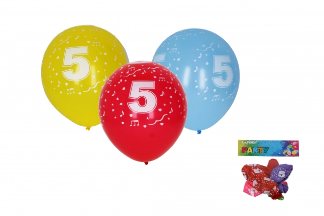 Napihljiv balon s številko 5 30 cm - 5 kosov