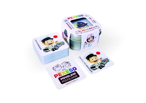 Pexeso Poklici vodoodporno 64 kartic v pločevinasti škatlici 6x6x4cm