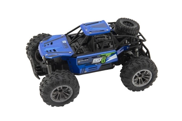 Auto RC buggy terenski modri 22cm plast 2,4GHz na baterije + polnilni paket v škatli 32x16x18cm