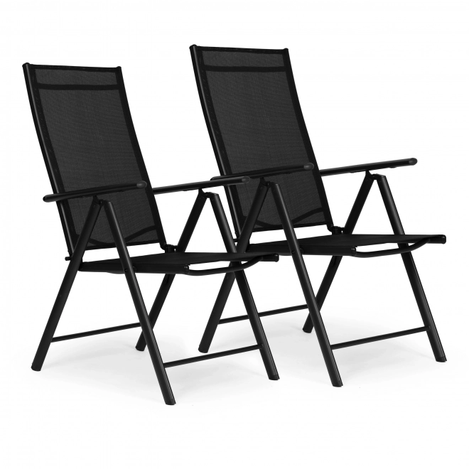 Set 2 zložljivih jeklenih vrtnih stolov z nastavljivim naslonjalom ModernHome - črna