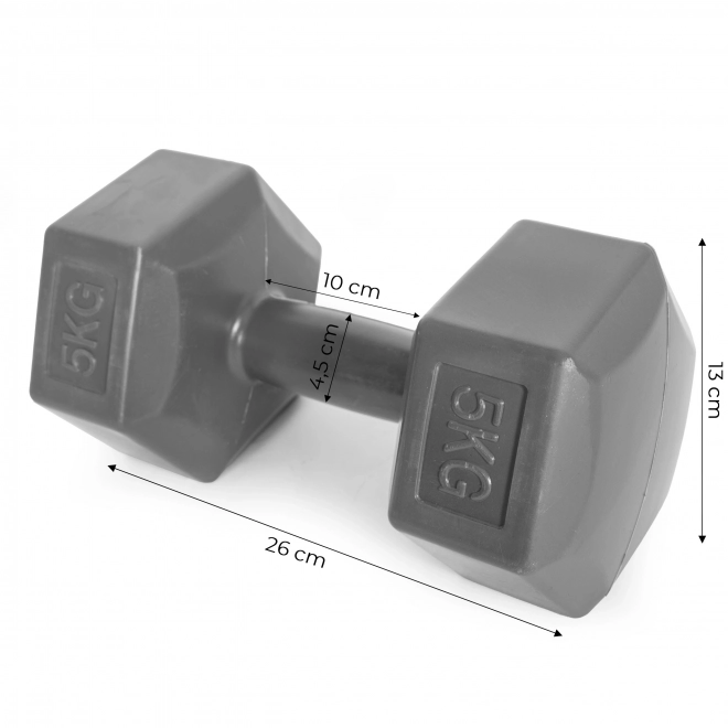Komplet šesterokotnih uteži 2x5 kg siv ModernHome