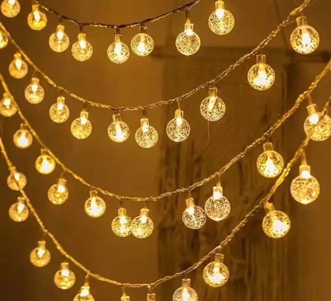 Božična osvetlitev kroglice 100 LED, topla bela, 10m