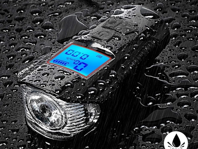 Večnamenska kolesarska luč 3v1 z LED, števcem km in trobljo