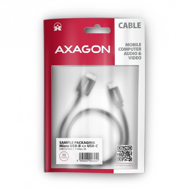 Kabel Micro-B USB na USB-C 3.2 Gen 1 1m 3A ALU PVC