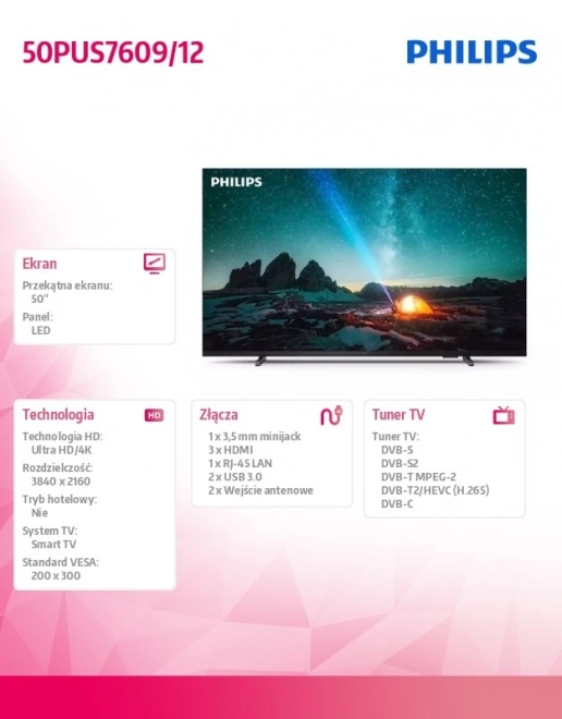 LED televizor Philips 50 palcev