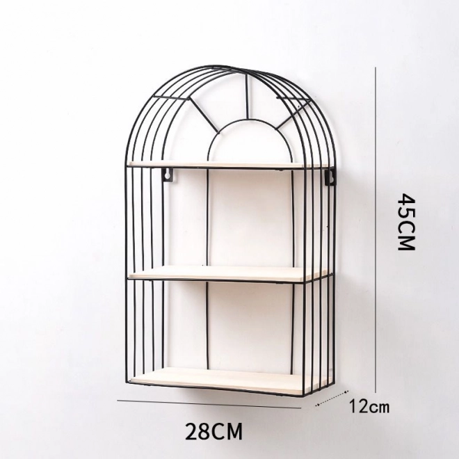 Stenska polica, črna, dekorativna, slog LOFT - višina 45 cm