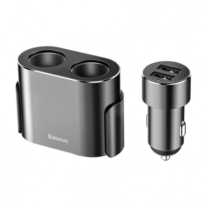 Vtičnica za vžigalnik z razdelilnikom 2xUSB 3,1A 100W - črna