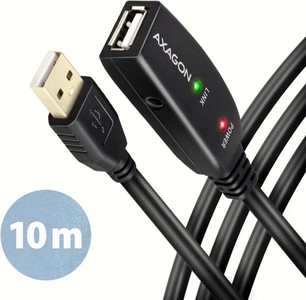 Axagon ADR-210 aktivni USB 2.0 podaljševalni kabel A–M na A–F 10 m
