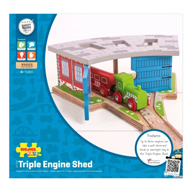Bigjigs Rail Trojno depo z vrati
