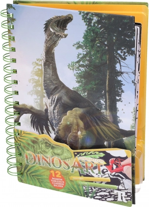 Žametne pobarvanke DINOSART – dinozavri, 12 plošč in mini flomastri
