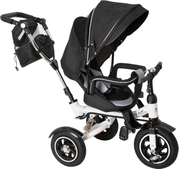 Tricikel Trike Fix V3 3v1 z vrtljivim sedežem 360° in prostim tekom – črna