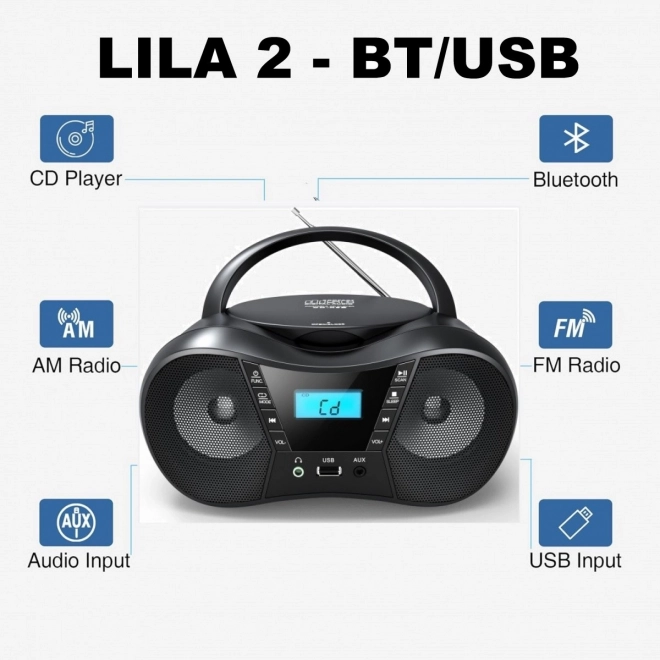 Prenosni CD predvajalnik z Bluetooth in USB roza