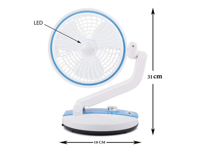 Prenosni zložljivi ventilator z LED lučjo in USB polnjenjem