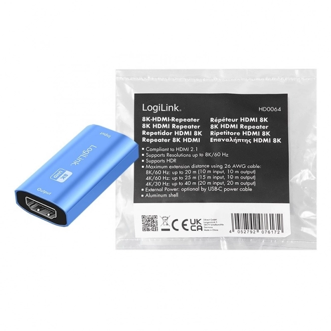Ponovilec HDMI 8K/60HZ HDCP2.3, moder aluminij