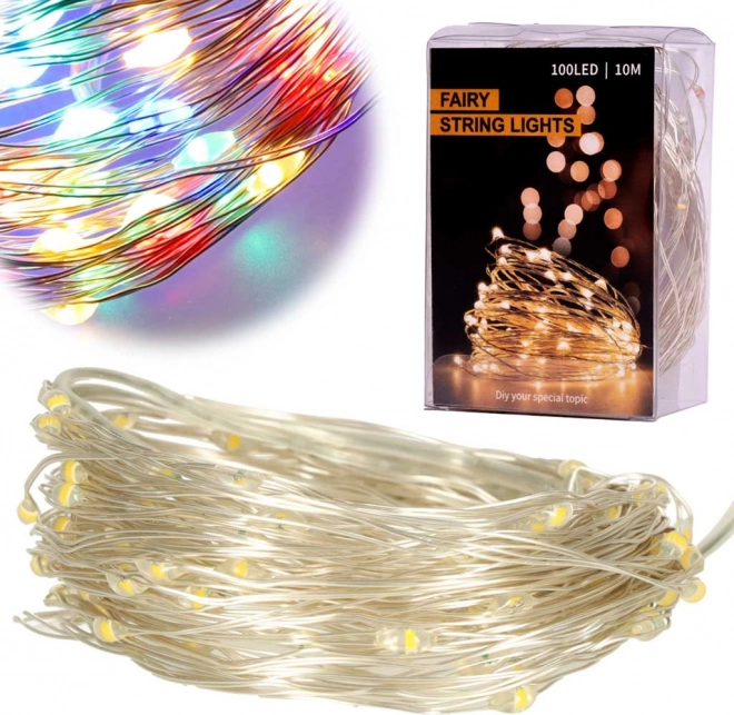 Božične LED žične svetlobne verige 10 m, 100 LED – Večbarvno