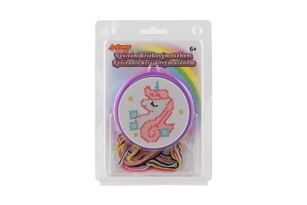 Vezenje s križnim vbodom samorog vezilni okvir 1 predloga 6 preje v blisterju 12,5x18x1cm