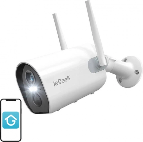 Brezžična zunanja Wi‑Fi kamera ieGeek ZS‑GX2S bela 2K, baterija 5200 mAh
