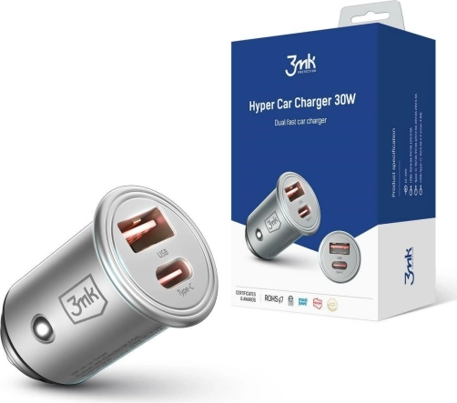 avtopolnilec 30 W z usb‑c in usb‑a s podporo pd in qc