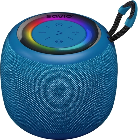 brezžični bluetooth zvočnik Savio z RGB osvetlitvijo, 5 W, IPX4, moder