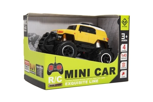 Auto RC mini SUV plast 14cm 27MHz na dalj. uprav. na bat. z luči. 2 barvi v škat. 16x12x10