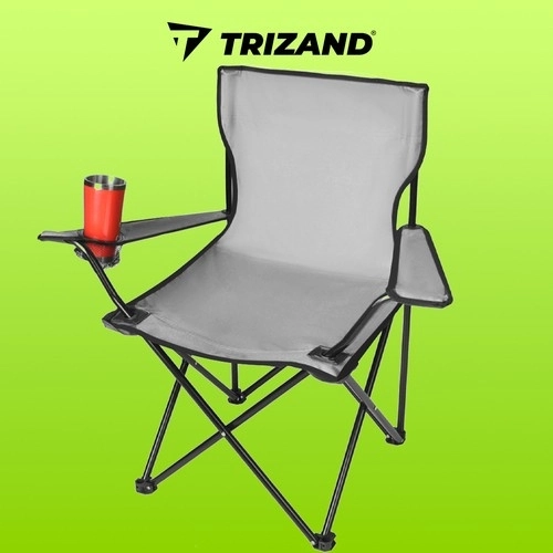 Ribiški / kamping zložljivi stol / naslonjač - siva