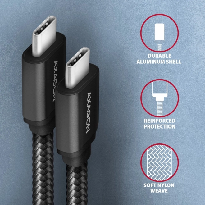 Kabel USB-C na USB-C 3m, Power Delivery 60W, upogljiv pleteni