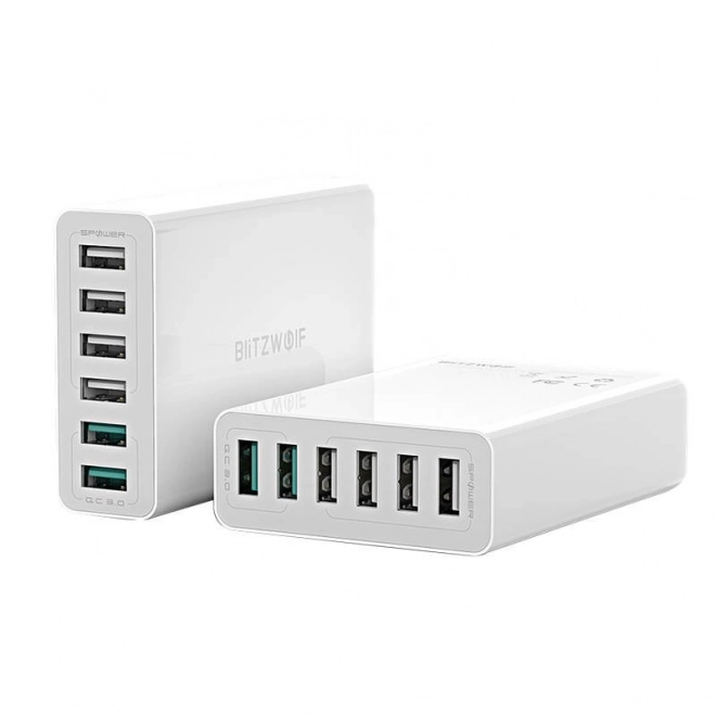 Polnilnik USB 6 vrat BlitzWolf QC 3.0, 60W bel