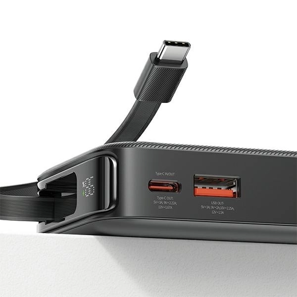 Powerbank s kapaciteto 10000mAh in hitrim polnjenjem 20W z vgrajenim USB-C kablom