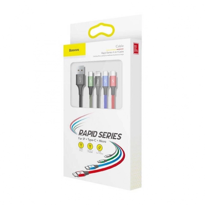 Baseus hiter USB kabel 4v1 2xUSB-C / Lightning / Micro 3,5A 1,2m - črna