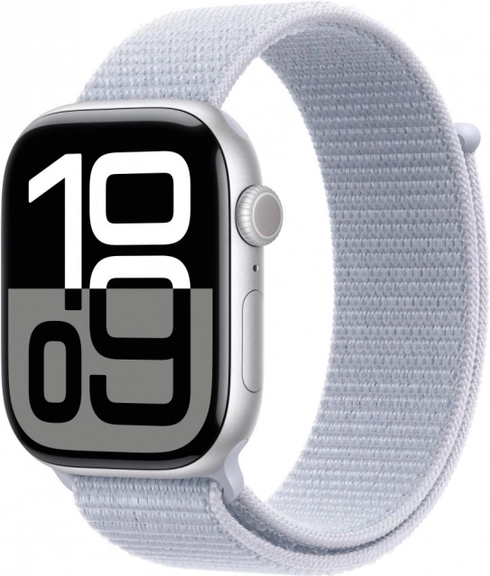 Apple Watch Series 10 GPS 46 mm srebrno aluminijasto ohišje z modrim športnim paščkom