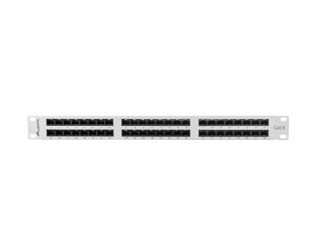 Patch panel 48 priključkov 1U kat.6 siv