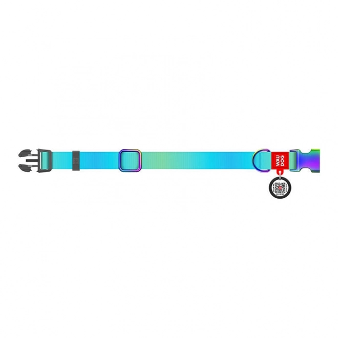 Nylon ovratnica s QR kodo, Waudog gradient, modra, velikost XL