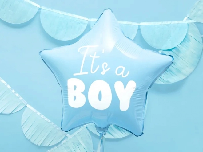 Folijski balon zvezda "It's a boy" svetlo modra 48 cm