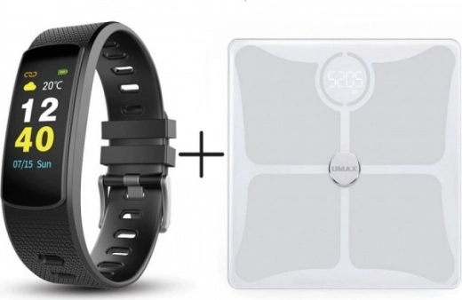 UMAX Stay Active – pametna tehtnica US10C in fitnes zapestnica U‑Band 116HR Color