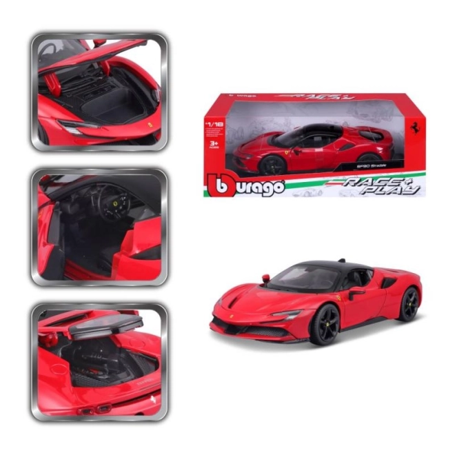 Kovinski model Ferrari SF90 Stradale rdeč 1:18