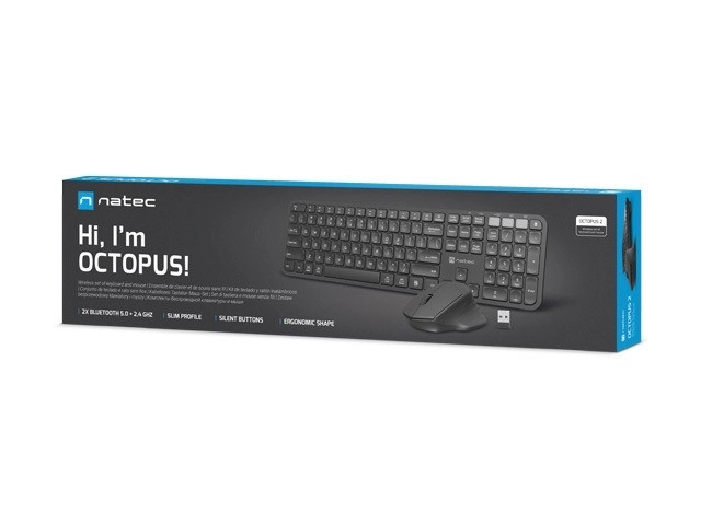 Brezžični set tipkovnice in miške Natec Octopus 2 Bluetooth + 2.4GHz
