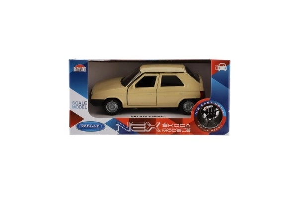 Auto Welly Škoda Favorit kov/plast 11cm 1:34 na prosti tek možnost 4 barv škatlica 15x7x7cm