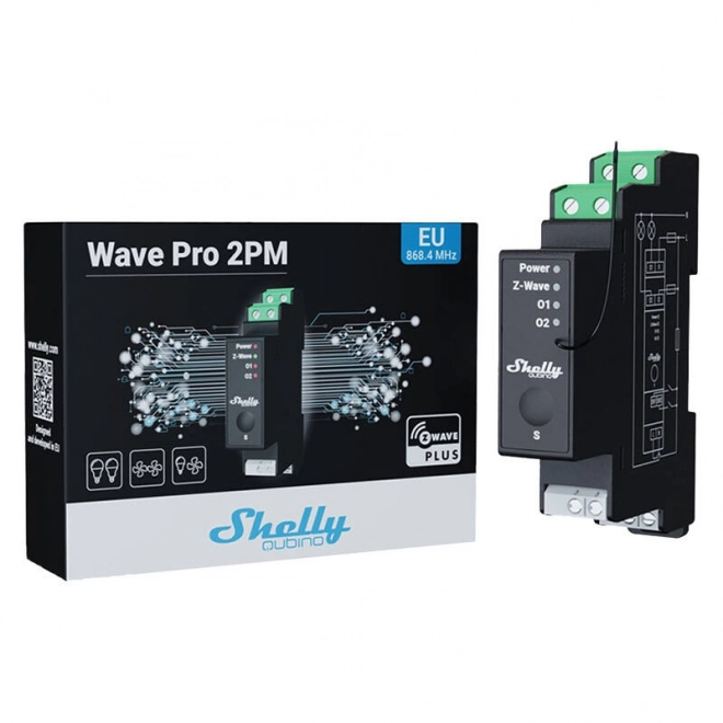Shelly Qubino Pro 2PM dvokanalno rele z merjenjem energije