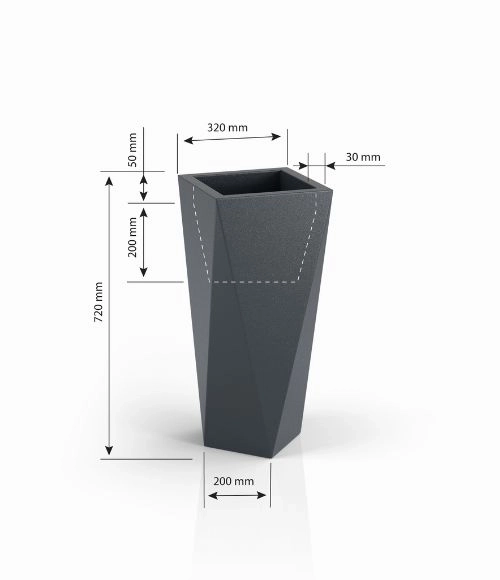 Dizajnerski cvetlični lonec MONUMO VASO beli z osvetlitvijo