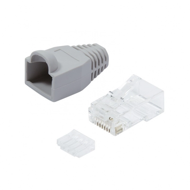 Konektorji RJ45 CAT.6 z zaščito, sivi, pakiranje 100 kos