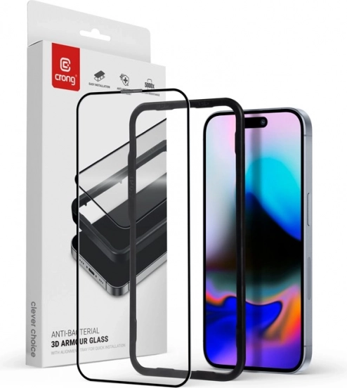 Crong antibakterijsko 3D Armour Glass zaščitno steklo za iPhone 16 Pro Max – iPhone 16 Pro