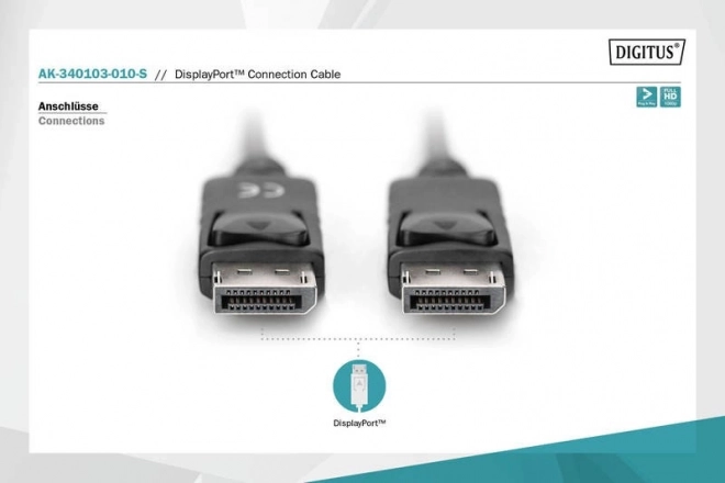 Kabel DisplayPort s sponko 1080p 60Hz FHD DP/M DP/M črna 1m