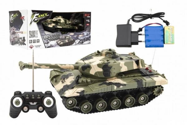 Tank RC plast 27cm 27MHz na baterije + polnilni paket z zvokom v škatli 37x17x19cm
