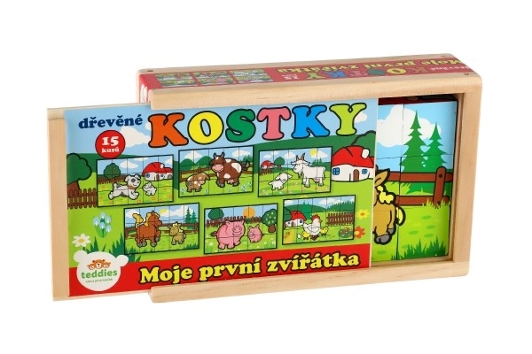 Lesene kocke Moje prve živalice 15 kos