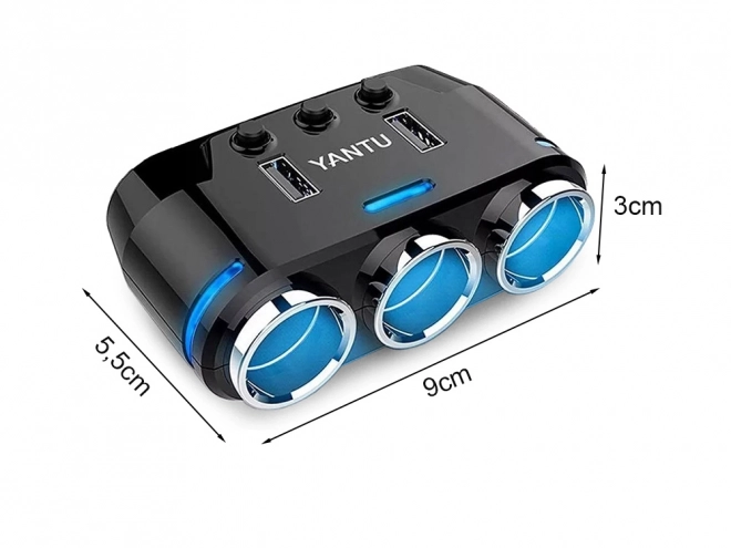 Avtomobilski USB adapter s razdelilnikom vžigalnika
