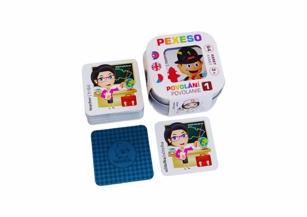 Pexeso Poklici vodoodporno 64 kartic v pločevinasti škatlici 6x6x4cm