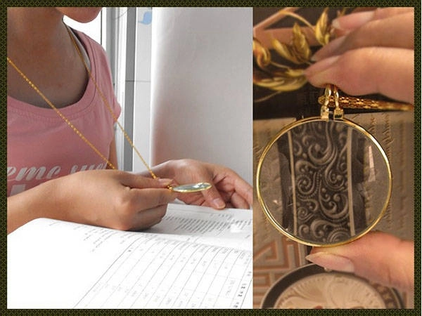 ELEGANTNA ZLATNA OGRLICA S STEKLENIM LUPOM ZA BRANJE 5x