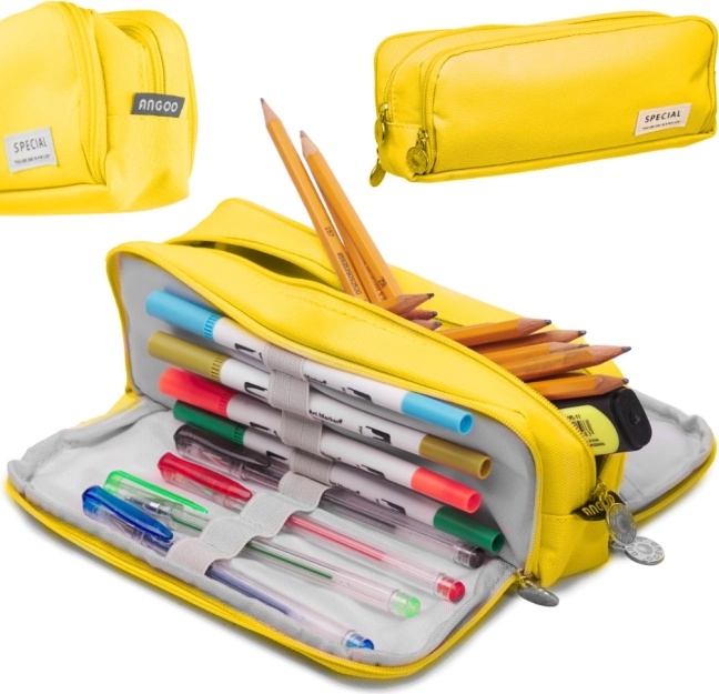 Šolski trikomorni etui 3-v-1 – rumena